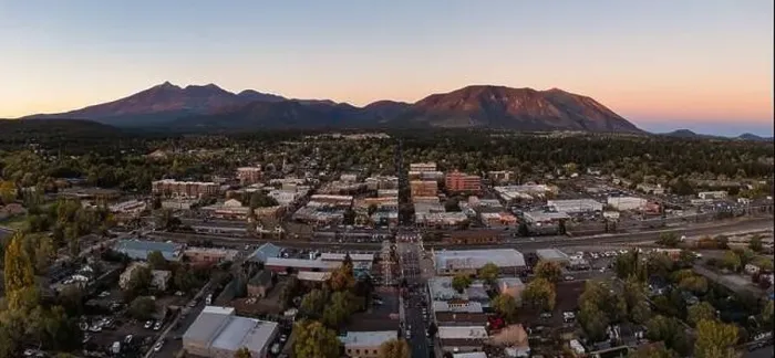 Framed Print : Aerial panorama of Flagstaff Arizona at dusk Framed Print : Aerial panorama of Flagstaff Arizona at dusk