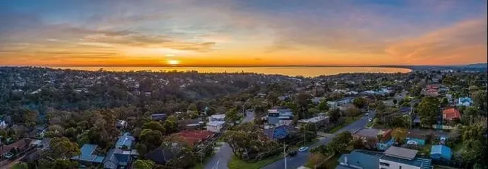 Framed Print : Aerial panorama Frankston Suburb at sunset in Melbourne, Australia Framed Print : Aerial panorama Frankston Suburb at sunset in Melbourne, Australia