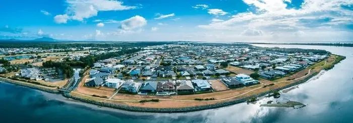 Framed Print : Aerial panorama of Harrington, New South Wales, Australia Framed Print : Aerial panorama of Harrington, New South Wales, Australia