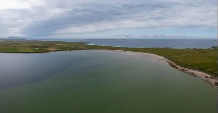 Framed Print : aerial panorama landscape of the beautiful Elly Bay Beach on the Mullet Peninsula of Ireland at low tide Framed Print : aerial panorama landscape of the beautiful Elly Bay Beach on the Mullet Peninsula of Ireland at low tide
