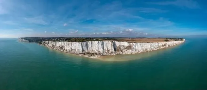 Framed Print : Aerial panorama landscape view of the White Cliffs of Dover and the South Foreland on the English Channel Framed Print : Aerial panorama landscape view of the White Cliffs of Dover and the South Foreland on the English Channel