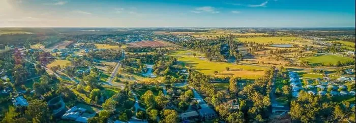 Framed Print : Aerial panorama of Moama in New South Wales, Australia Framed Print : Aerial panorama of Moama in New South Wales, Australia