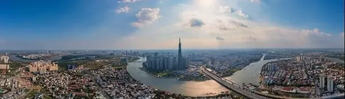 Framed Print : Aerial panorama photo of Ho Chi Minh city skyline in morning Framed Print : Aerial panorama photo of Ho Chi Minh city skyline in morning