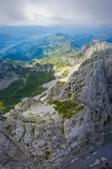 Framed Print : Aerial panorama of the Presolana mountain from above in summer