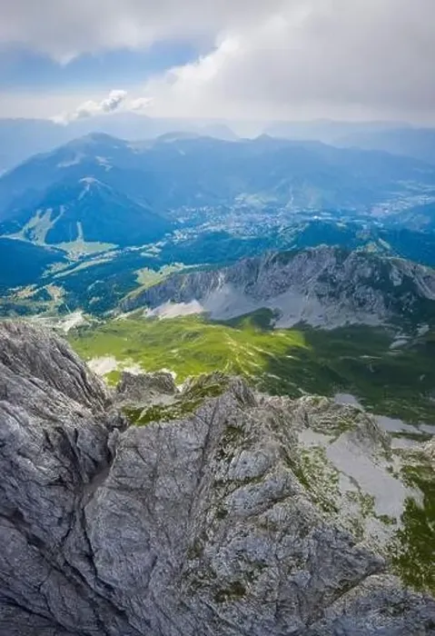 Framed Print : Aerial panorama of the Presolana mountain from above in summer