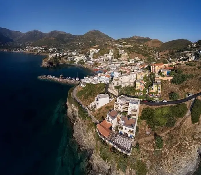 Framed Print : Aerial panorama of resort village Bali. Crete, Greece Framed Print : Aerial panorama of resort village Bali. Crete, Greece
