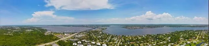 Framed Print : Aerial panorama Roosevelt Bridge Stuart Florida St Lucie River Framed Print : Aerial panorama Roosevelt Bridge Stuart Florida St Lucie River