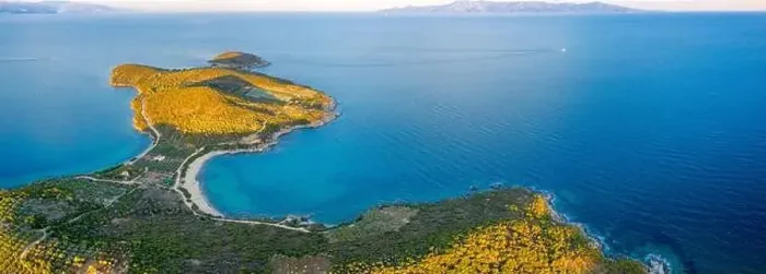 Framed Print : Aerial panorama of summer seascape of Mediterranean sea. Green hills of Peloponnese peninsula, Greece, Europe Framed Print : Aerial panorama of summer seascape of Mediterranean sea. Green hills of Peloponnese peninsula, Greece, Europe