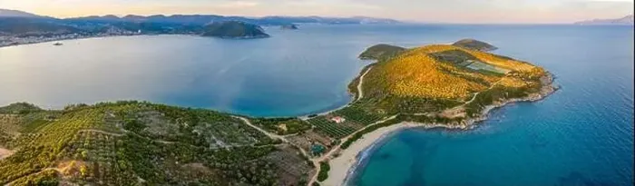 Framed Print : Aerial panorama of summer seascape of Mediterranean sea. Green hills of Peloponnese peninsula, Greece, Europe Framed Print : Aerial panorama of summer seascape of Mediterranean sea. Green hills of Peloponnese peninsula, Greece, Europe