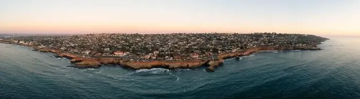 Framed Print : Aerial Panorama of Sunset Cliffs in San Diego, California Framed Print : Aerial Panorama of Sunset Cliffs in San Diego, California