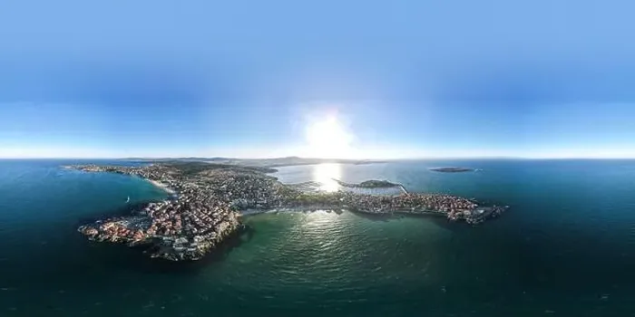 Framed Print : Aerial panorama of town of Sozopol, Burgas Region, Bulgaria Framed Print : Aerial panorama of town of Sozopol, Burgas Region, Bulgaria