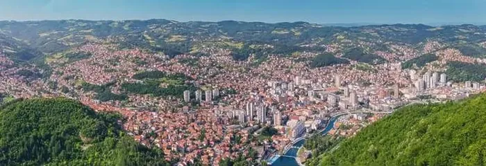Framed Print : Aerial panorama of Uzice, Serbia Framed Print : Aerial panorama of Uzice, Serbia