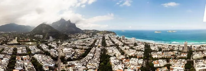 Framed Print : Aerial panorama view of Barra da Tijuca beach during a cloudy day Framed Print : Aerial panorama view of Barra da Tijuca beach during a cloudy day