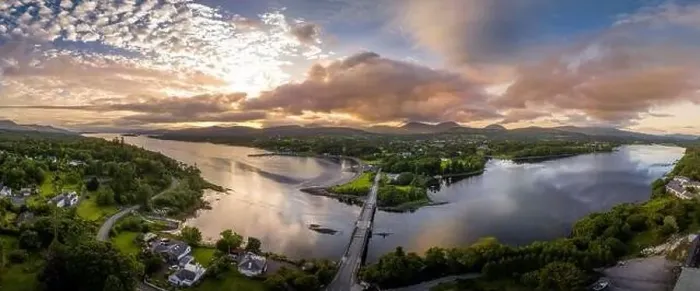 Framed Print : Aerial panorama view of Kenmare Bay at the entrance of the Ring of Kerry in Ireland