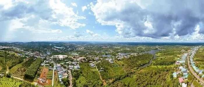 Framed Print : Aerial panorama view of National Route 14 in Kien Duc town Framed Print : Aerial panorama view of National Route 14 in Kien Duc town