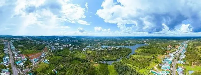 Framed Print : Aerial panorama view of National Route 14 in Kien Duc town Framed Print : Aerial panorama view of National Route 14 in Kien Duc town