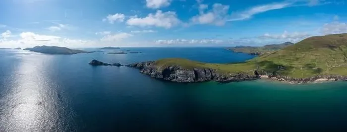 Framed Print : aerial panorama view of Slea Head and the Dingle Peninsula in County Kerry of western Ireland Framed Print : aerial panorama view of Slea Head and the Dingle Peninsula in County Kerry of western Ireland