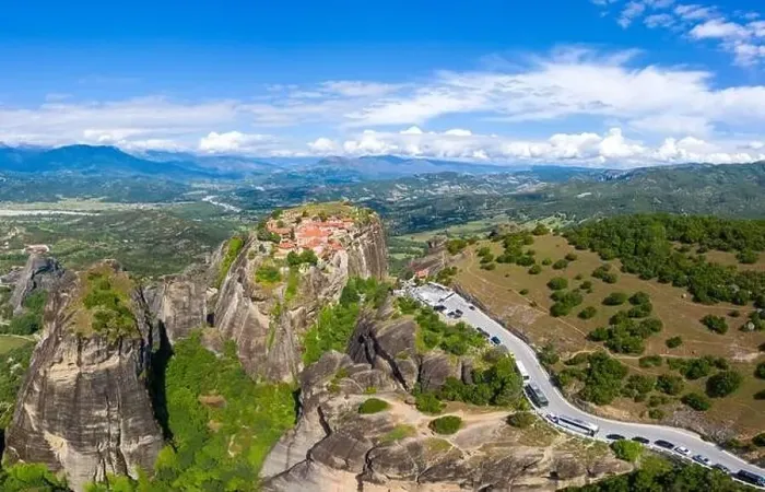 Framed Print : Aerial panorama view of a slide from a drone on a panorama of a mountain range Framed Print : Aerial panorama view of a slide from a drone on a panorama of a mountain range