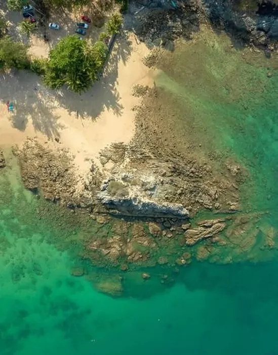 Framed Print : aerial panorama view above turquoise sea around Nui beach small beach surrounded by tourist attractions Framed Print : aerial panorama view above turquoise sea around Nui beach small beach surrounded by tourist attractions