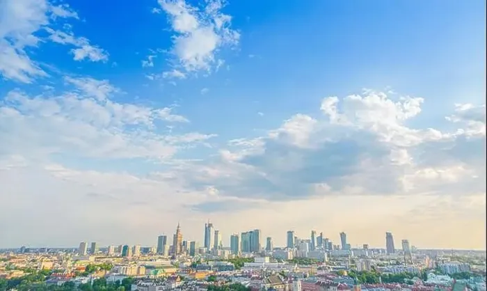 Framed Print : Aerial panorama of Warsaw, Poland over the Vistual river and City center in a distance Framed Print : Aerial panorama of Warsaw, Poland over the Vistual river and City center in a distance