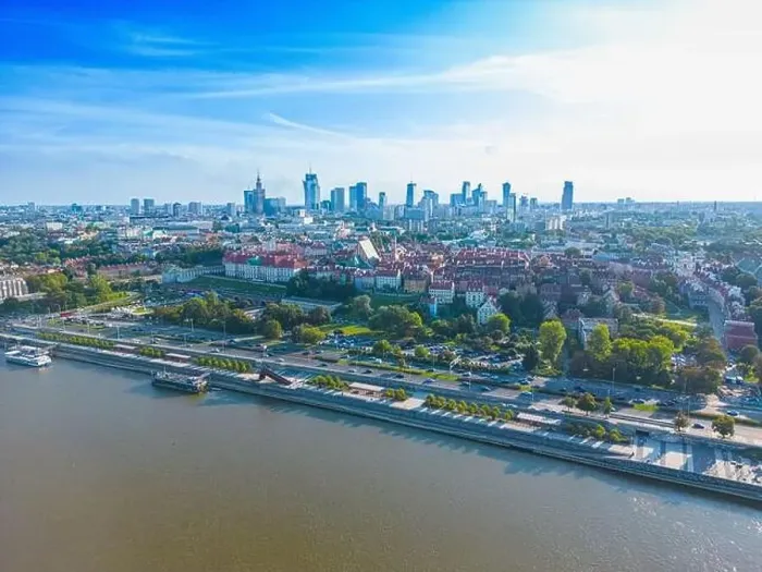 Framed Print : Aerial panorama of Warsaw, Poland over the Vistual river and City center in a distance Old town Framed Print : Aerial panorama of Warsaw, Poland over the Vistual river and City center in a distance Old town