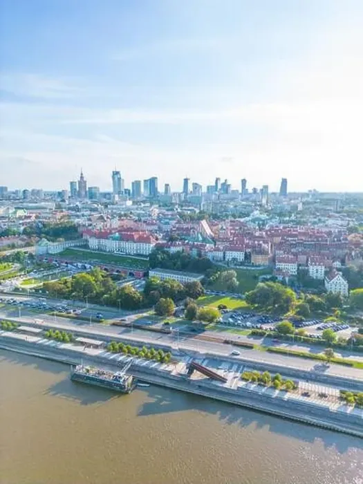 Framed Print : Aerial panorama of Warsaw, Poland over the Vistual river and City center in a distance Old town Framed Print : Aerial panorama of Warsaw, Poland over the Vistual river and City center in a distance Old town