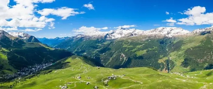 Framed Print : Aerial panoramic of Andossi and village of Madesimo on left, Valchiavenna, Sondrio province, Valtellina, Lombardy, Italy Framed Print : Aerial panoramic of Andossi and village of Madesimo on left, Valchiavenna, Sondrio province, Valtellina, Lombardy, Italy