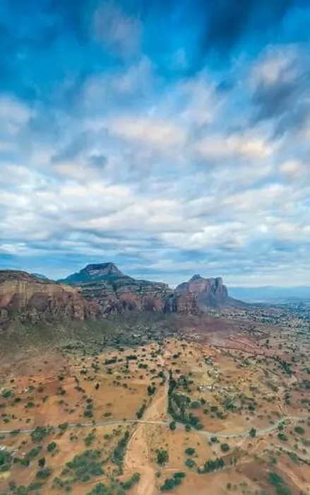 Framed Print : Aerial panoramic by drone of clouds at sunset over Gheralta Mountains, Hawzen, Tigray Region, Ethiopia, Africa Framed Print : Aerial panoramic by drone of clouds at sunset over Gheralta Mountains, Hawzen, Tigray Region, Ethiopia, Africa