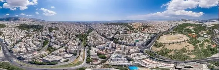 Framed Print : Aerial panoramic drone shot of Athens center with Oplymion Site, Lycabettus hill, acropolis Framed Print : Aerial panoramic drone shot of Athens center with Oplymion Site, Lycabettus hill, acropolis