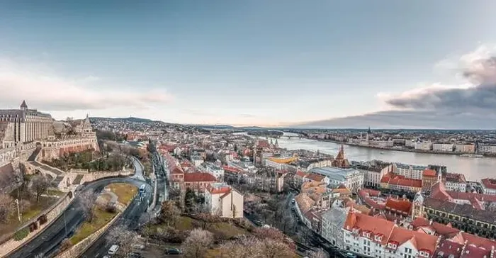 Framed Print : Aerial Panoramic drone shot of Matthias Church on Buda hill in Budapest before sunrise in winter Framed Print : Aerial Panoramic drone shot of Matthias Church on Buda hill in Budapest before sunrise in winter