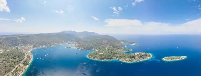 Framed Print : Aerial panoramic drone shot of Vis Island coastline in Adriatic sea in Croatia summer Framed Print : Aerial panoramic drone shot of Vis Island coastline in Adriatic sea in Croatia summer