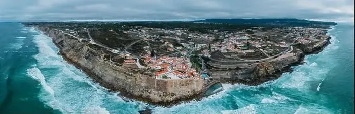 Framed Print : Aerial panoramic drone view of Azenhas do Mar Framed Print : Aerial panoramic drone view of Azenhas do Mar