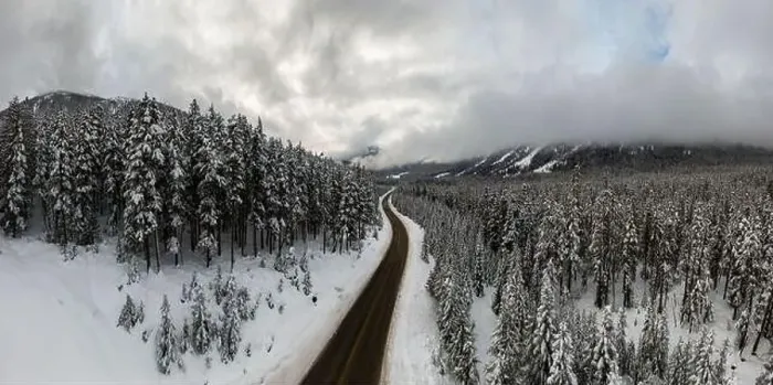Framed Print : Aerial Panoramic Drone View of a beautiful Snow Covered Valley Framed Print : Aerial Panoramic Drone View of a beautiful Snow Covered Valley