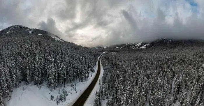 Framed Print : Aerial Panoramic Drone View of a beautiful Snow Covered Valley Framed Print : Aerial Panoramic Drone View of a beautiful Snow Covered Valley