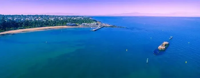 Framed Print : Aerial panoramic landscape of historic shipwreck and beautiful Black Rock coastline in Melbourne, Australia Framed Print : Aerial panoramic landscape of historic shipwreck and beautiful Black Rock coastline in Melbourne, Australia