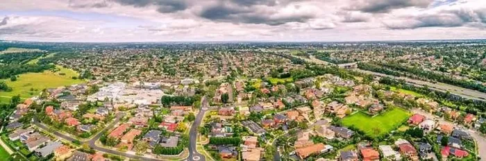 Framed Print : Aerial panoramic landscape of Mulgrave suburb and Eastlink tollway in Melbourne, Australia Framed Print : Aerial panoramic landscape of Mulgrave suburb and Eastlink tollway in Melbourne, Australia