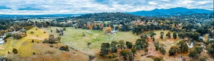Framed Print : Aerial panoramic landscape of scenic countryside and mountains in Australia in autumn Framed Print : Aerial panoramic landscape of scenic countryside and mountains in Australia in autumn