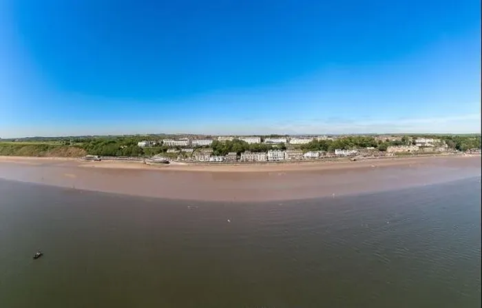 Framed Print : Aerial panoramic photo of the seaside village of Filey in the UK showing a wide view image of the sea front Framed Print : Aerial panoramic photo of the seaside village of Filey in the UK showing a wide view image of the sea front