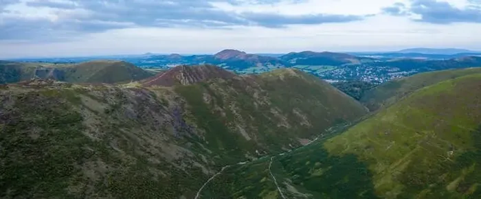 Framed Print : Aerial panoramic shoot over scenic upland valley at sunset in United Kingdom Framed Print : Aerial panoramic shoot over scenic upland valley at sunset in United Kingdom