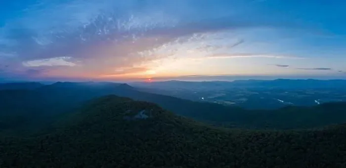 Framed Print : An aerial panoramic shot of the sunrise as seen from Duncan Knob -Massanutten Range - George Washington National Forest Framed Print : An aerial panoramic shot of the sunrise as seen from Duncan Knob -Massanutten Range - George Washington National Forest