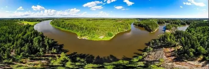 Framed Print : Aerial panoramic summer view of rapid Ahvionkoski at river Kymijoki, Finland Framed Print : Aerial panoramic summer view of rapid Ahvionkoski at river Kymijoki, Finland