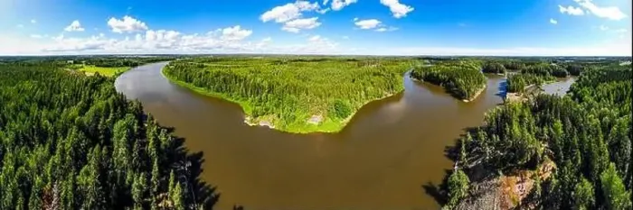 Framed Print : Aerial panoramic summer view of rapid Ahvionkoski at river Kymijoki, Finland Framed Print : Aerial panoramic summer view of rapid Ahvionkoski at river Kymijoki, Finland