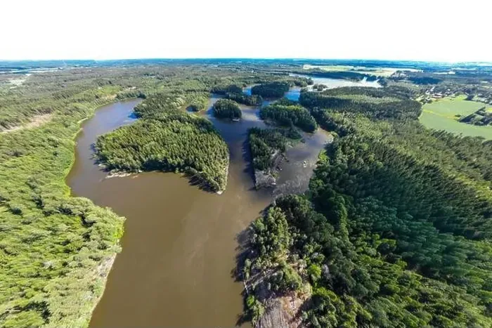 Framed Print : Aerial panoramic summer view of rapid Ahvionkoski at river Kymijoki, Finland Framed Print : Aerial panoramic summer view of rapid Ahvionkoski at river Kymijoki, Finland