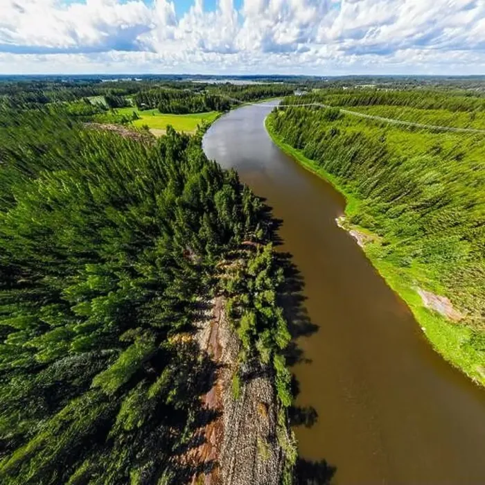 Framed Print : Aerial panoramic summer view of rapid Ahvionkoski at river Kymijoki, Finland Framed Print : Aerial panoramic summer view of rapid Ahvionkoski at river Kymijoki, Finland