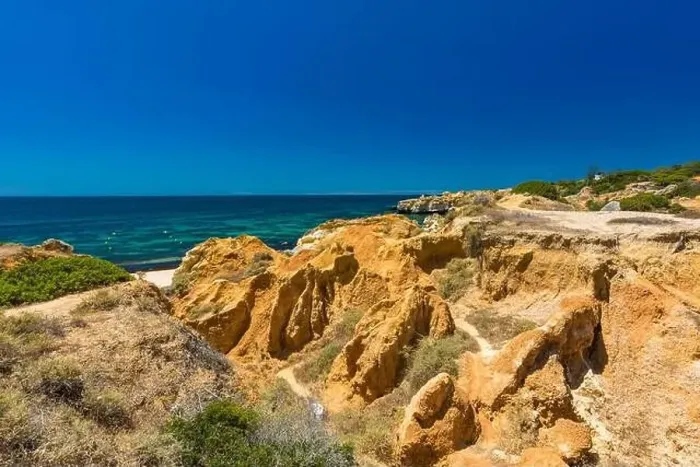 Framed Print : Aerial panoramic view of amazing Praia dos Paradinha beach, Albufeira, Algarve, Portugal Framed Print : Aerial panoramic view of amazing Praia dos Paradinha beach, Albufeira, Algarve, Portugal