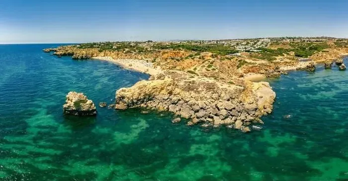 Framed Print : Aerial panoramic view of amazing Praia dos Paradinha beach, Albufeira, Algarve, Portugal Framed Print : Aerial panoramic view of amazing Praia dos Paradinha beach, Albufeira, Algarve, Portugal