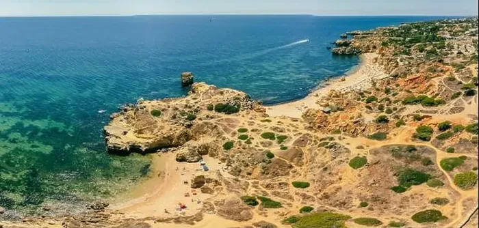 Framed Print : Aerial panoramic view of amazing Praia dos Paradinha beach, Albufeira, Algarve, Portugal Framed Print : Aerial panoramic view of amazing Praia dos Paradinha beach, Albufeira, Algarve, Portugal