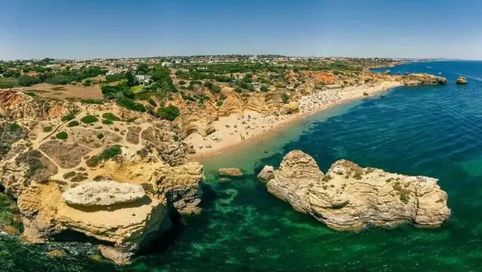 Framed Print : Aerial panoramic view of amazing Praia dos Paradinha beach, Albufeira, Algarve, Portugal Framed Print : Aerial panoramic view of amazing Praia dos Paradinha beach, Albufeira, Algarve, Portugal