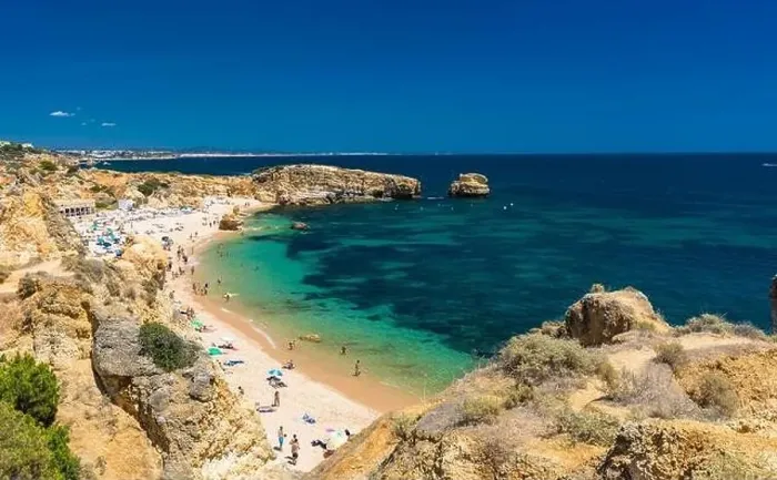 Framed Print : Aerial panoramic view of amazing Praia dos Paradinha beach, Albufeira, Algarve, Portugal Framed Print : Aerial panoramic view of amazing Praia dos Paradinha beach, Albufeira, Algarve, Portugal