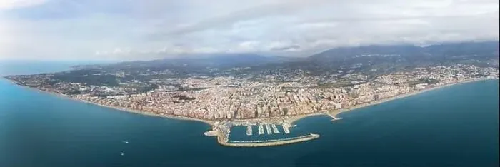 Framed Print : Aerial panoramic view of beautiful Fuengirola Harbour coastal City in South Spain of Malaga in November Framed Print : Aerial panoramic view of beautiful Fuengirola Harbour coastal City in South Spain of Malaga in November